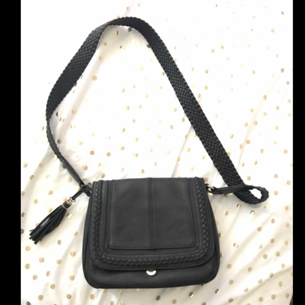 Boho style black crossbody purse
